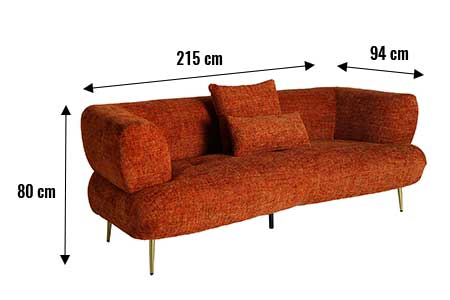 Dimensions détaillées canapé orange