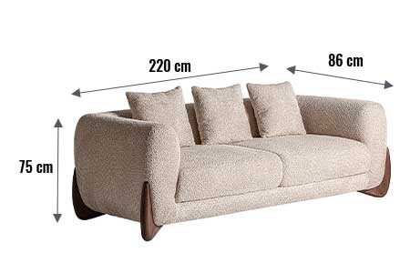 Dimensions détaillées du canapé contemporain