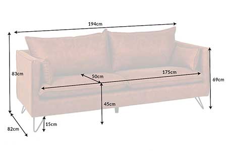 Dimensions détaillées du canapé
