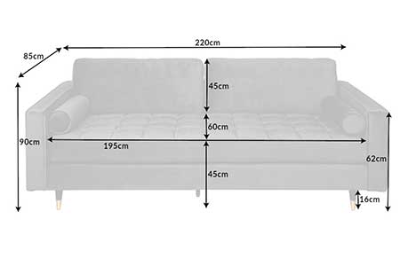 Dimensions détaillées du canapé
