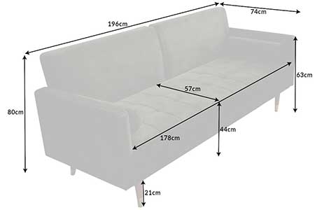 Dimensions détaillées du canapé-lit
