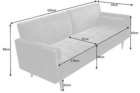 Dimensions détaillées du canapé-lit