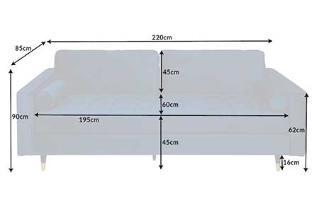 Dimensions détaillées du canapé