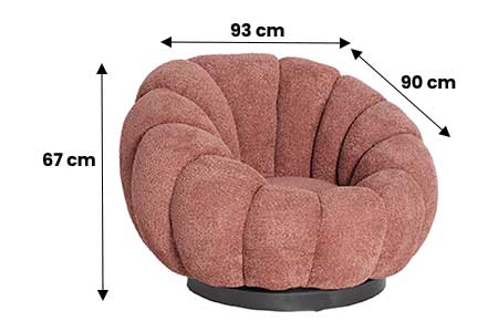Fauteuil pivotant tissu bouclé terracotta moderne