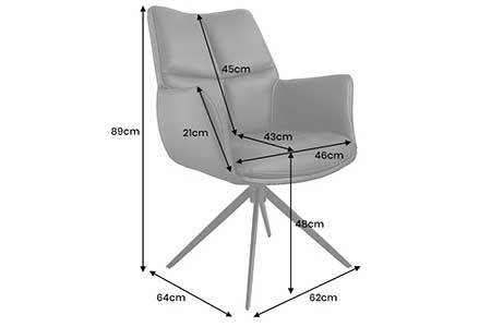 Fauteuil en cuir noir pivotant avec accoudoirs
