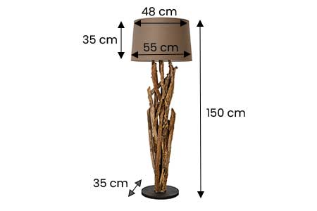 Dimensions détaillées du lampadaire sur pied
