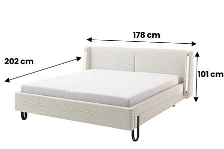 Lit tissu beige 140 avec éclairage