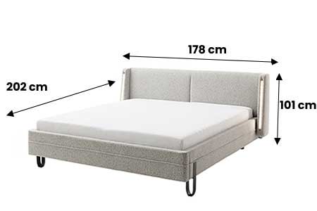 Lit tissu taupe 140x200 à led