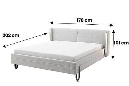 Lit tissu gris clair 140x200 à led