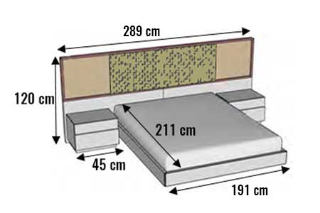 Dimensions détaillées du lit design à led
