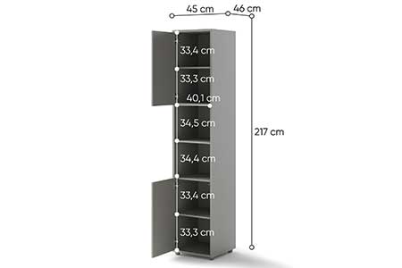 Dimensions détaillées de l'étagère de rangement