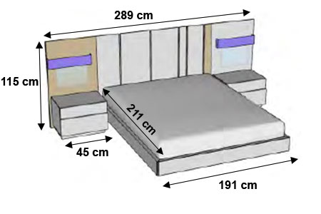 Dimensions détaillées du lit contemporain