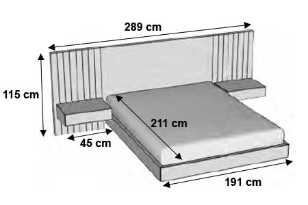 Dimensions détaillées du lit adulte