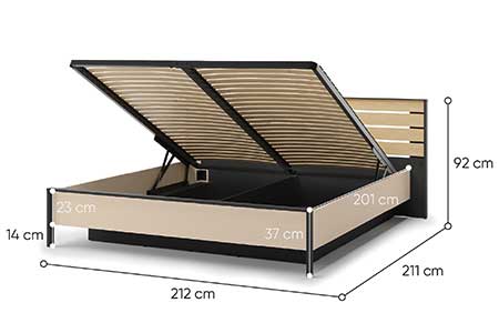 Dimensions détaillées du lit coffre