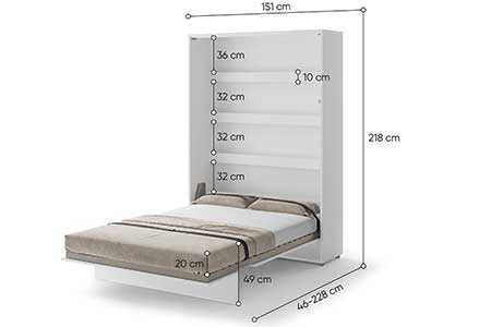 Dimensions détaillées du lit escamotable vertical