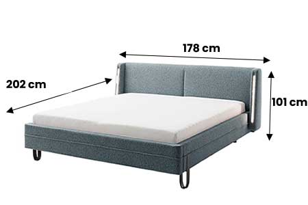 Lit tissu gris 140 avec éclairage