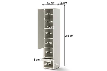 Dimensions détaillées de la colonne de rangement