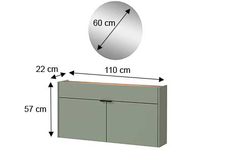 Dimensions détaillées du meuble d'entrée