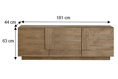 Dimensions détaillées du meuble tv