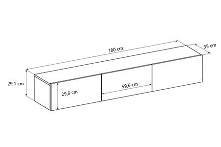 Dimensions détaillées du meuble tv