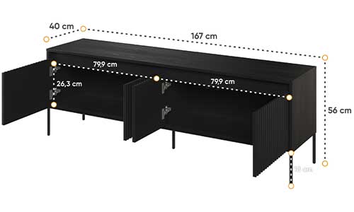 Dimensions détaillées du meuble tv