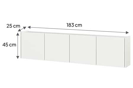 Détail du meuble tv blanc suspendu