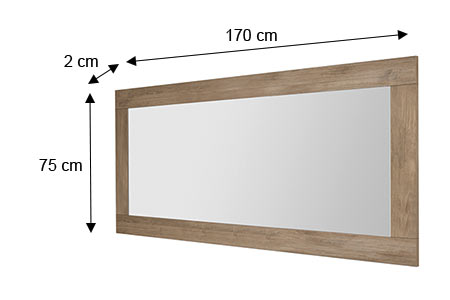 Dimensions détaillées du miroir moderne