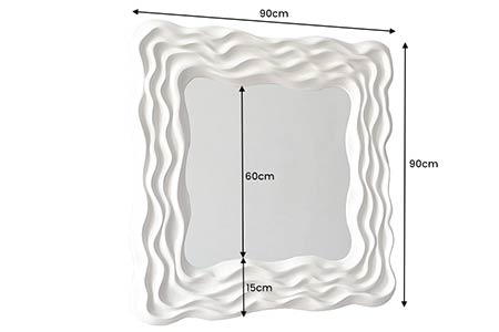 Dimensions détaillées du miroir vague grège