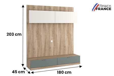 Mur tv moderne avec tiroir et porte de rangement