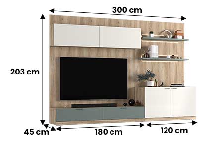 Mur tv moderne avec tiroir et buffet de rangement