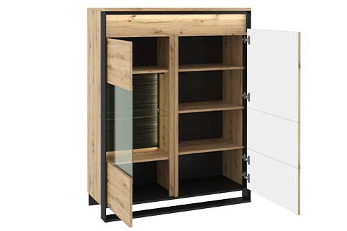 Vitrine basse à led 1 porte industrielle
