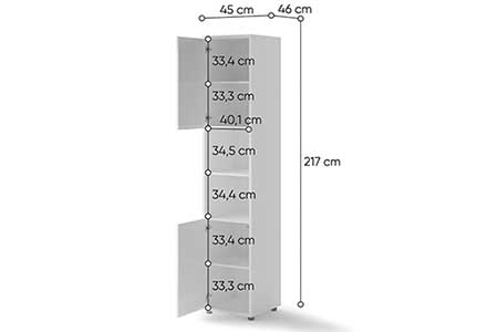 Dimensions détaillées de l'étagère de rangement