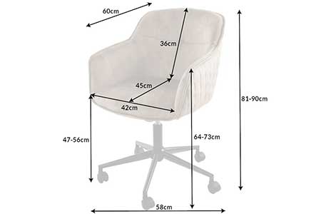 Dimensions détaillées de la chaise de bureau