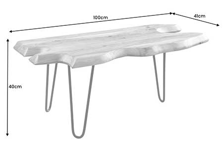 Dimensions détaillées de la table basse