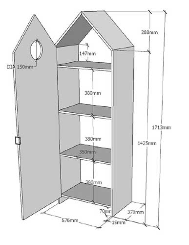 Détail de l'armoire de rangement