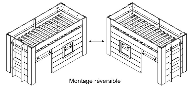 Lit combiné réversible