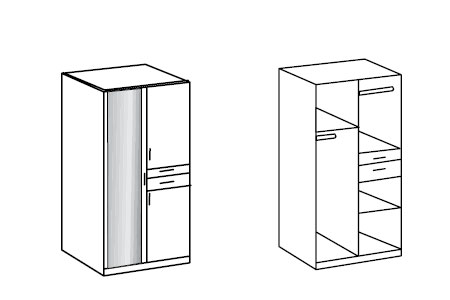 Vue intérieure de l'armoire 3 portes