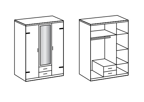 Détail de l'intérieur de l'armoire 3 portes