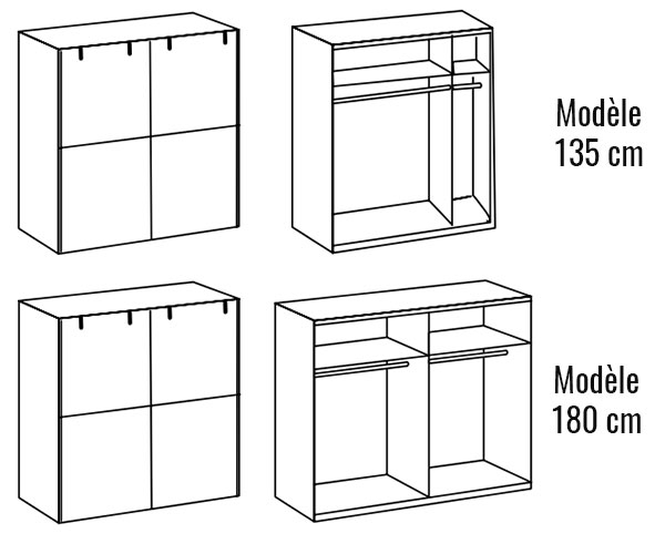 Vue intérieure de l'armoire à portes coulissantes