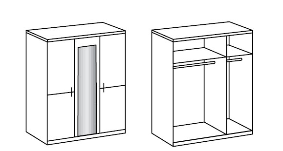 Vue intérieure de l'armoire 3 portes