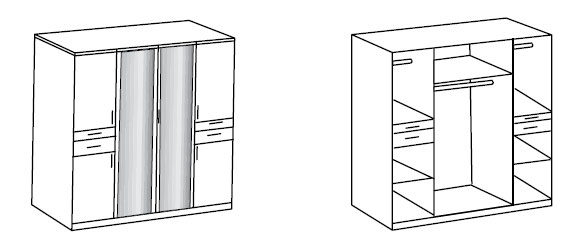 Vue intérieure de l'armoire 6 portes