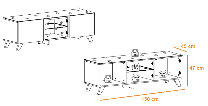 Détail du meuble tv bois scandinave