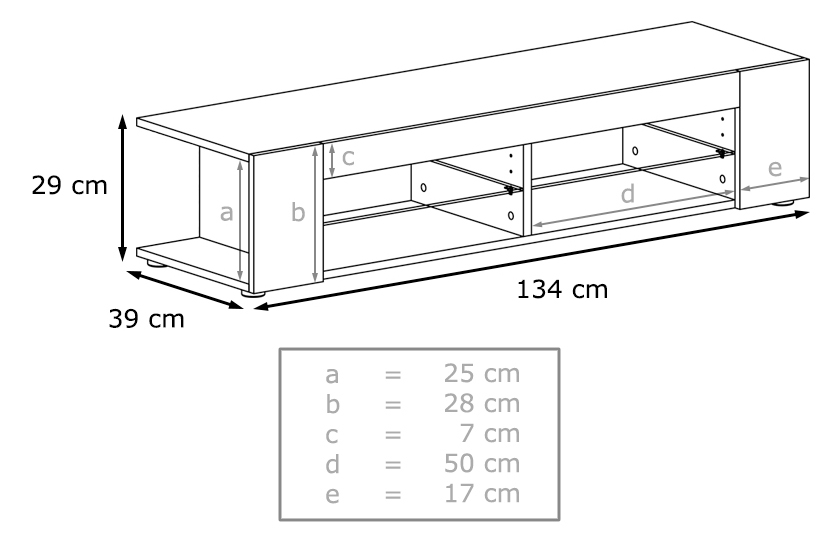 Dimensions du banc tv Mila