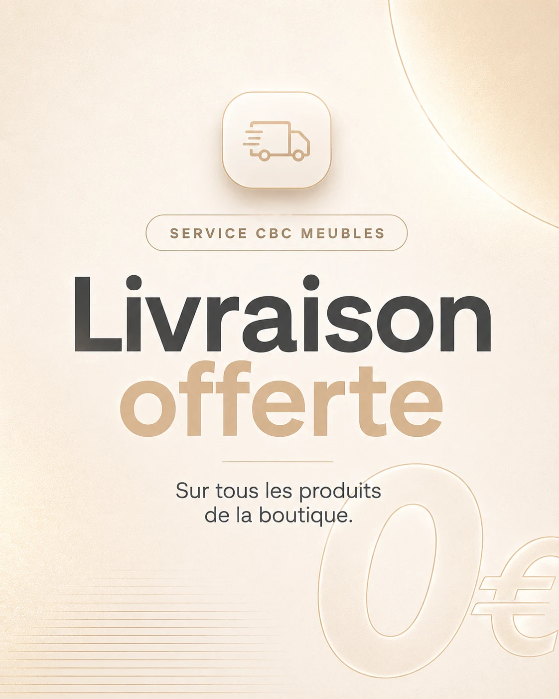 Livraison offerte sur tous les produits de la boutique CBC Meubles