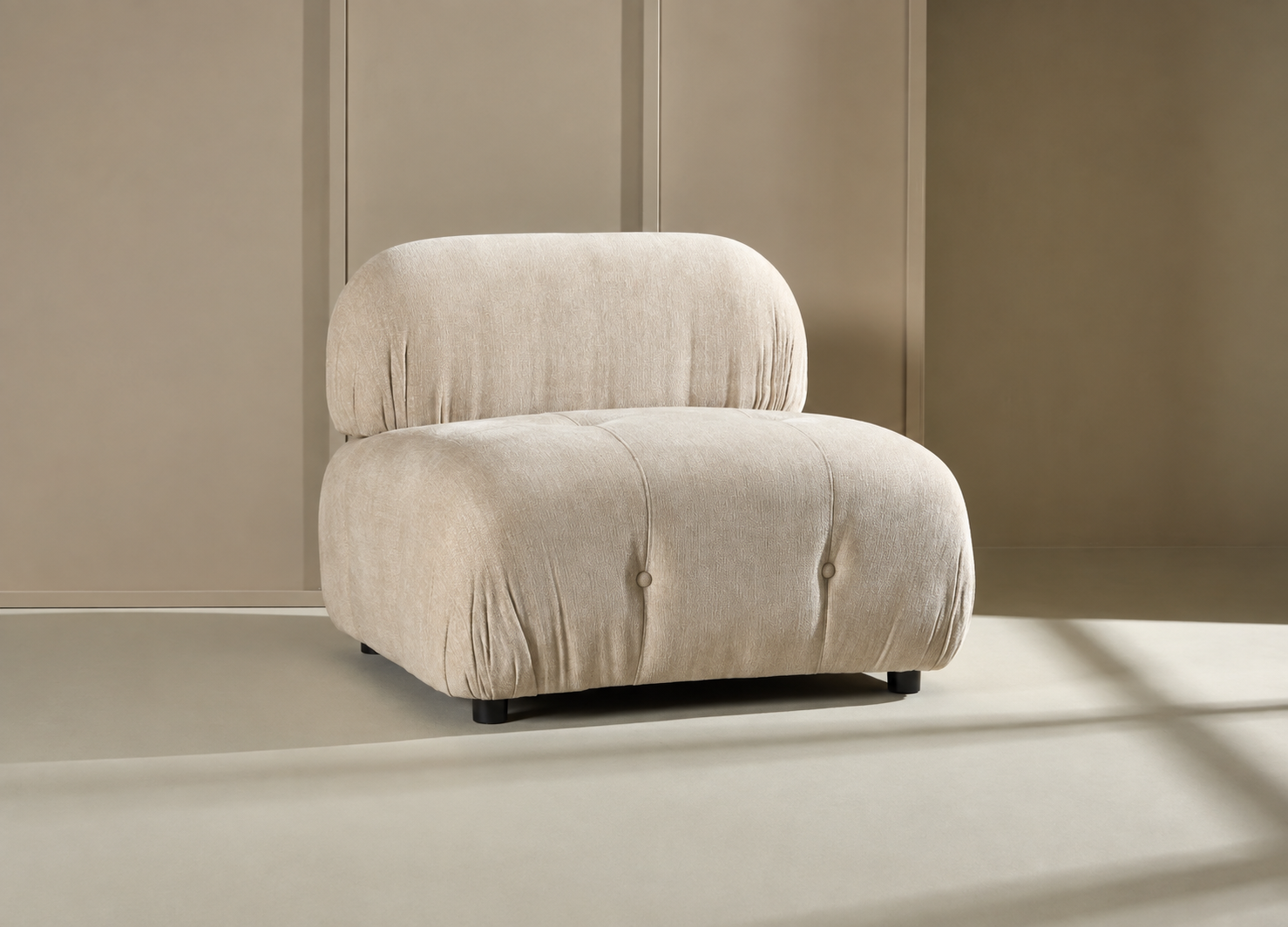fauteuil mika beige tissu design arrondi