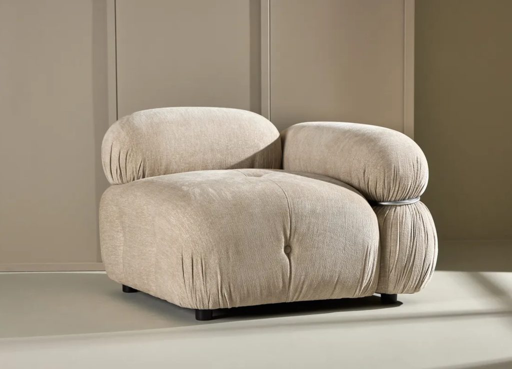 Module de canapé beige arrondi