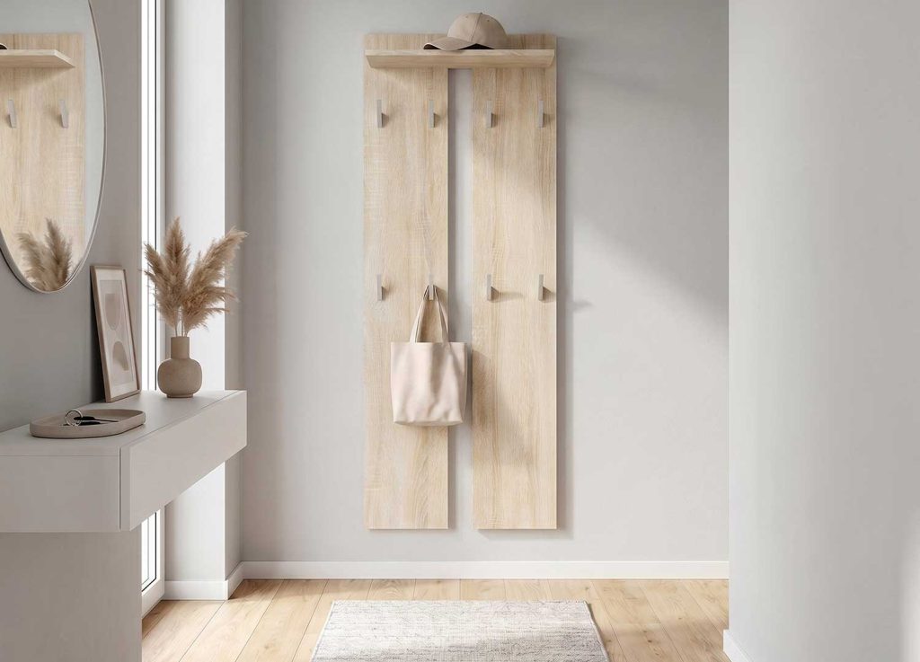 Porte manteaux chêne clair pas cher