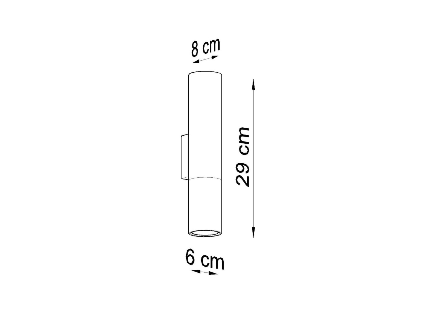 Applique murale LOOPEZ noir/cuivre GU10 – dimensions et schéma technique
