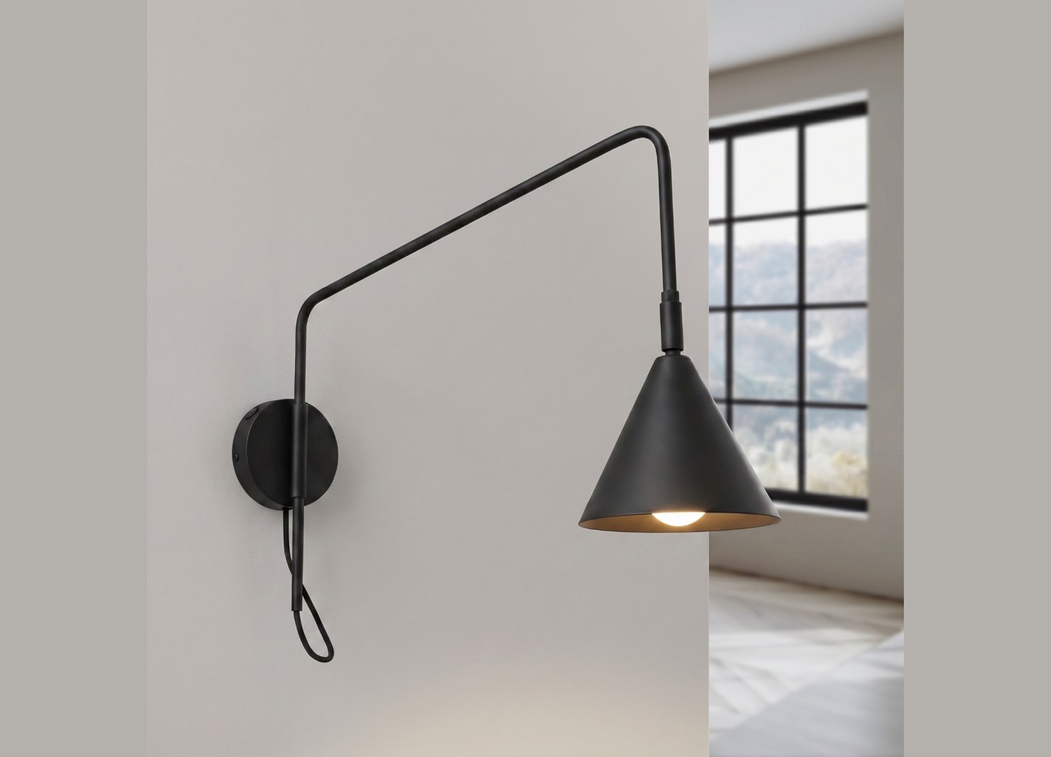 Applique murale NOX 1 noir avec interrupteur – vue complémentaire 3