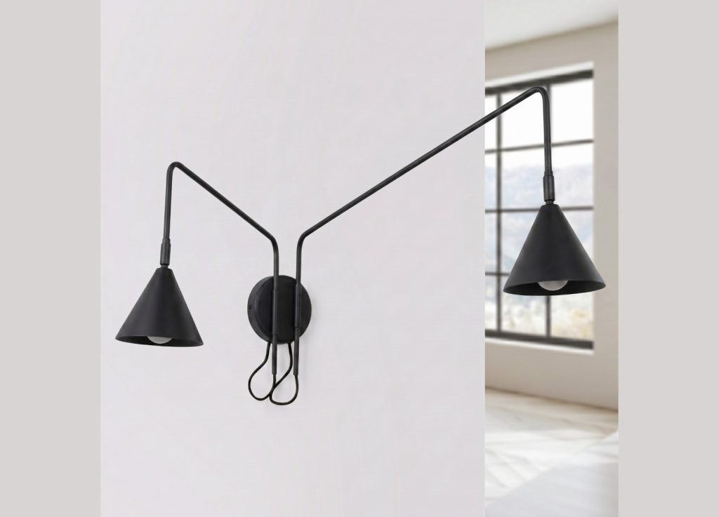 Applique murale NOX 2 noir avec interrupteur